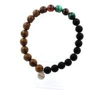 Braccialetto Perle Malachite Del Congo + Agata Sogno + Onice Nero Opaco + Fatto