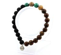 Braccialetto Perle Malachite Del Congo + Diaspro Paesaggio + Onice Nero Matt +