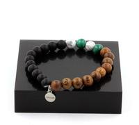 Braccialetto Perle Malachite Del Congo + Howlite + Onice Nero Opaco + Legno 8