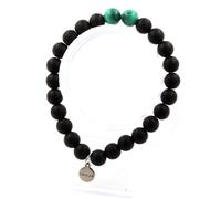 Braccialetto Perle Malachite Del Congo + Onice Nero Opaco 8 Mm. Fatto IN Francia