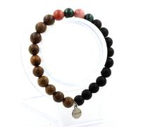 Braccialetto Perle Malachite Del Congo + Pietra Di Sole + Onice Nero Opaco Fatto