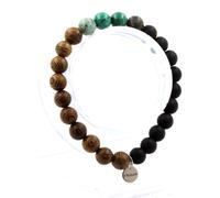 Braccialetto Perle Malachite Del Congo + Turchese Africano + Onice Nero Fatto E