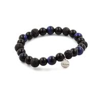 Braccialetto Perle Occhio di Tigre Blu + Lava + Agata Nero 8 Mm. IN Franco