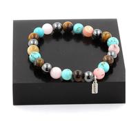 Pietre E Minéraux. Braccialetto Perle Occhio di Tigre + Ematite + Opale Rosa +
