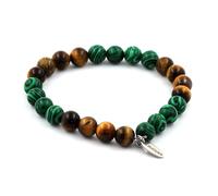 Braccialetto Perle Occhio di Tigre + Malachite 8 Mm. IN Francia