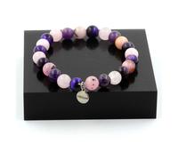 Braccialetto Perle Occhio di Tigre Viola + Quarzo Rosa + Ametista + Opale Fatto