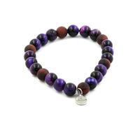 Braccialetto Perle Occhio di Tigre Viola + Rosso Opaco 8 Mm. Fatto E