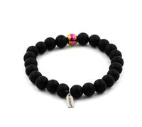 Braccialetto Perle Onice Nero Opaco + Ematite Multicolore 8 Mm. IN Francia