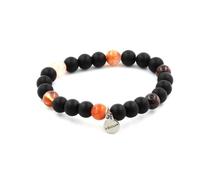 Braccialetto Perle Onice Nero Opaco + Quarzo Hématoide Madagascar 8 Mm. Fatto E