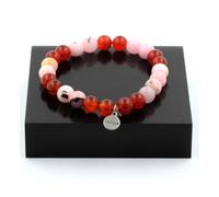 Braccialetto Perle Opale Rosa + Agata Rosso 8 Mm. IN Francia