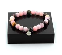 Braccialetto Perle Opale Rosa + Occhio di Tigre Multicolore 8 Mm. Made IN