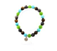 Braccialetto Perle Peridoto+Labradorite+Occhio di Tigre + Turchese 8 IN