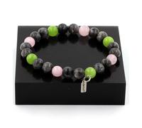 Braccialetto Perle Peridoto+Labradorite+Quarzo Rosa 8 Mm. IN Francia
