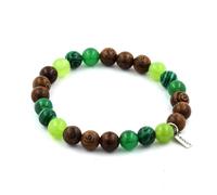 Braccialetto Perle Peridoto + Malachite + Agata Verde + Legno 8 Mm. IN Fran