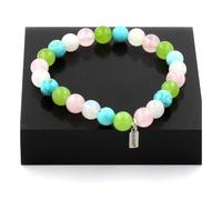 Braccialetto Perle Peridoto + Pietra di Luna + Quarzo Rosa + Turchese 8 Fatto E