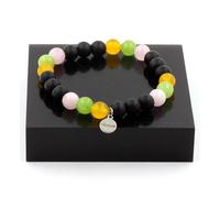 Braccialetto Perle Quarzo Rosa + Agata Giallo+Peridoto + Onice Nero Opaco 8