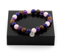 Braccialetto Perle Quarzo Rosa +Ametista +Lapislazzuli + Legno 8 Mm. IN