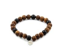 Braccialetto Perle Tormalina Schörl Del Brasile + Legno 8 Mm. IN Francia