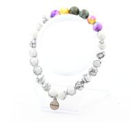 Braccialetto Perle Turchese Africano + Diaspro Viola Blu Giallo Fatto