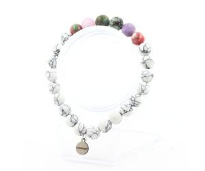 Braccialetto Perle Turchese Africano + Mica Viola Opaco + Diaspro Verde IN