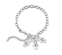 Braccialetto Personalizzato con da 1 a 5 Bambini e Nomi Incisione Braccialetti con Ciondoli per Ragazze Regalo per la Festa Della Mamma (3 Bambini)