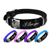 Braccialetto personalizzato per uomo e donna con nome inciso con testo e parole con cinturino in silicone regolabile, braccialetti per coppie, personalizzabili, regali commemorativi con foto e