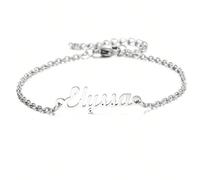 Braccialetto personalizzato semplice da donna con catena a croce, catena sottile, braccialetto di coppia con nome personalizzato, braccialetto classico in acciaio inossidabile fatto a mano con ciondol