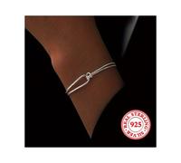 Braccialetto pieghevole ad arco geometrico in argento S925 con doppio nodo