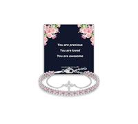 Braccialetto portafortuna argento/oro da donna a doppio strato rosa/rosso, braccialetto a catena con fiori per donne, esami di fortuna, compleanno, amicizia, laurea, regalo di ringraziamento per