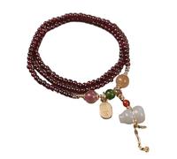 Braccialetto Portafortuna, Bracciale Feng Shui Fortune Wu Lou, Granato, Cristallo di Quarzo Fragola, Calcedonio, Zucca, Multi-Cerchio, Gioielli, Amuleto, Talismano for Prosperità, Denaro, Fortuna