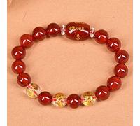 Braccialetto Portafortuna, Bracciale Feng Shui, in Agata Rossa, Talismano Tai sui, con Perline di Cristallo, Pietre preziose for Donne e Uomini, Cristalli Quarzo Chakra, Amuleto, Portafortuna(12mm)