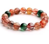 Braccialetto Portafortuna, Bracciale Feng Shui in Cristallo di Quarzo rutilato Color Oro in colorato Attrae ricchezza Talismano for prosperità Denaro Buona Fortuna(10MM)