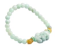 Braccialetto Portafortuna, Bracciale Feng Shui in Giada Pixiu Dragon, 6 mm, giadeite Verde, Unisex, for Adulti, Moderno
