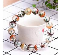 Braccialetto Portafortuna, Braccialetto di Cristallo Quarzo Fantasma for la ricchezza Feng Shui, Braccialetto colorato con Perline for Le Donne, Potente amuleto Che attrae(7mm)