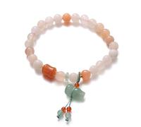 Braccialetto Portafortuna, Braccialetto di Giada Feng Shui Wu Lou longevità e ricchezza Gemme dei Chakra Gialla Calcedonio Zucca con Ciondolo a Calabash Amuleto Meditazione Prosperità Fortuna Denaro