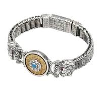 PNZLZIA Braccialetto portafortuna Mantra a sei caratteri in argento tibetano, bracciale girevole con perline Dzi Mantra a sei caratteri (B)