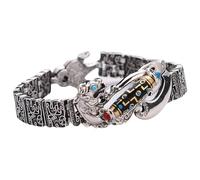 Braccialetto portafortuna Mantra a sei caratteri in argento tibetano, bracciale girevole con perline Dzi Mantra a sei caratteri (D)