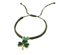 Braccialetto portafortuna verde smaltato a tre foglie di trifoglio per donne e uomini impilabile fatto a mano corda intrecciata catena di perline moda regolabile buona fortuna trifoglio braccialetti