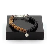 Braccialetto Quarzo Fantasma Verde Del Brasile + Perle Onice Nero Mat + Legno 8