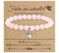 Braccialetto Quarzo Rosa,Bracciali da Donna,Bracciali di Perline per Donne,Perline Ø 8 mm Elastico Bracciale,Braccialetti per Sorella Amicizia,Idea Regalo (Angelo della guida)