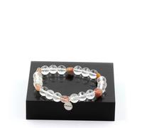 Minerali Collezione. Braccialetto Quarzo Rutilato Rosso Del Brasile + Perle 8 M