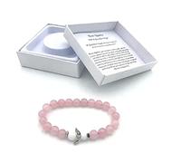 Braccialetto realizzato a mano in quarzo rosa con angelo custode in confezione regalo | felicità amore energia famiglia, 18 cm, Quarzo rosa