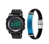 Braccialetto regalo di San Valentino per gli amici amati, 2 pezzi da uomo sportivo impermeabile elettronico digitale luminoso orologio + bracciale - blu