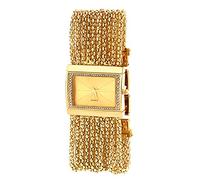 Braccialetto regalo di San Valentino per gli amici amati, orologio multi-strato catena perline strass intarsiato lega elegante donne orologio bracciale al quarzo per regalo - oro