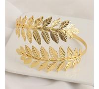 Braccialetto regolabile con foglie dorate, gioiello per braccio superiore in oro per donna, bracciale ampio e massiccio, accessori da costume di dea greca 1 pezzo d'oroLega di ferro