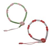 Braccialetto regolabile fatto a mano, accessorio da polso per ragazza/donna, stile pastorale intrecciato a mano, regalo per familiari e amici, Adjustable, Nylon Nylon Perline di pietra azzurra