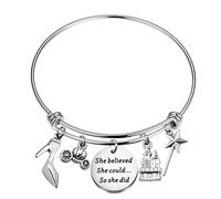 Braccialetto regolabile in acciaio inox con scritta in lingua inglese “She Believed She Could So She Did Cenerentola, gioielli ispiratori e Acciaio inossidabile, colore: Credeva a Cenerentola bg