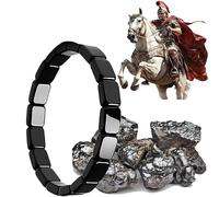 braccialetto regolabile in ematite magnetica, ispirato ai guerrieri romani e vichinghi, per uomini e donne (pezzo singolo)，realizzato in pietra naturale nera，Regalo per padre, marito, fidanzato