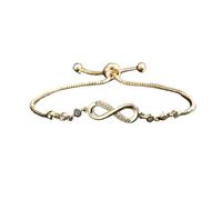 Braccialetto regolabile Micro-inserto Zircone Figura 8 Ciclo Infinito Bracciale di Cristallo Femminile Gioielli a Mano, Misura unica, Agata