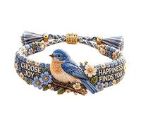 Braccialetto ricamato a mano con uccellini, gioiello floreale regolabile, accessorio ispiratore con significato incoraggiante, regalo ideale per donne e amanti degli uccelli, One Size, /, Non pietra